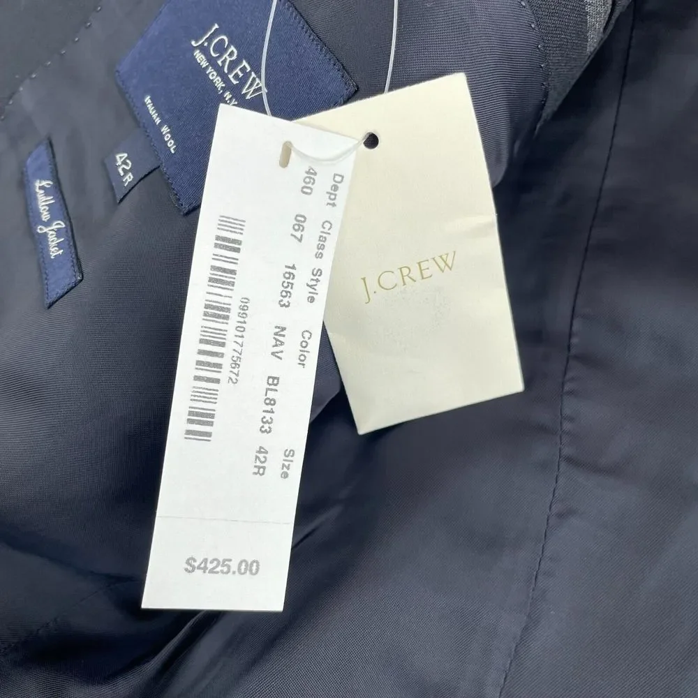 J‎ Crew Ludlow Sports Coat Blazer Men 42R Navy Blue Loro Piana Italian Wool $395